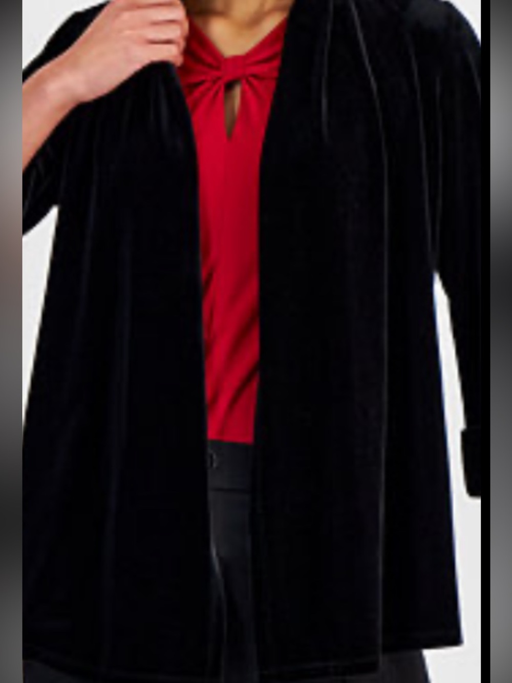 Black Velvet Open-Front Women's Blazer Jacket